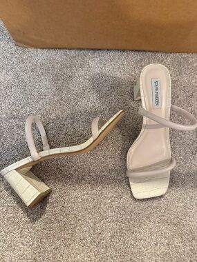 Steve Madden Blush Ivory Croc-Block Strappy Heels